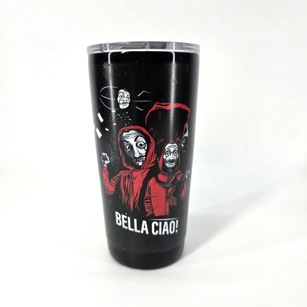 Money Heist Show Tumbler w/ Yeti Lid Bella Ciao Insulated Rambler Mug Cup 20 oz